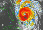 Image of a hurricane via satellite