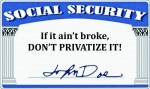 Social Security card arguing against privatization