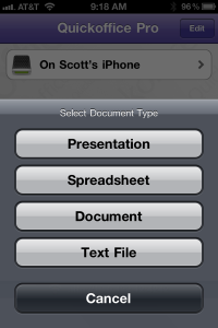 QuickOffice File Formats on the iPhone QuickOffice File Formats on the iPhone